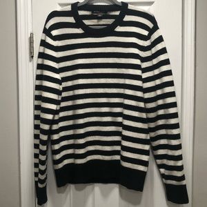 Michael Kors Mens Black + White Striped Sweater